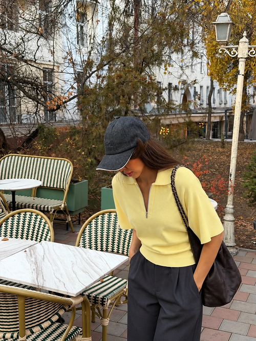 ASHFORD HALF-ZIP KNIT – YELLOW