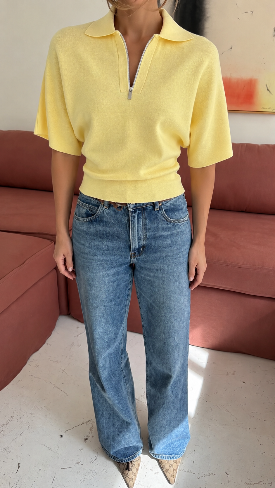 ASHFORD HALF-ZIP KNIT – YELLOW
