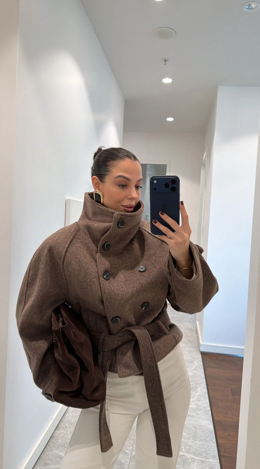 BROWN WOOL SHORT COAT