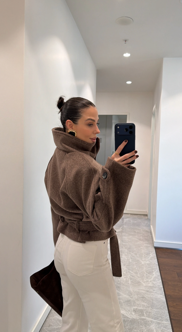 BROWN WOOL SHORT COAT