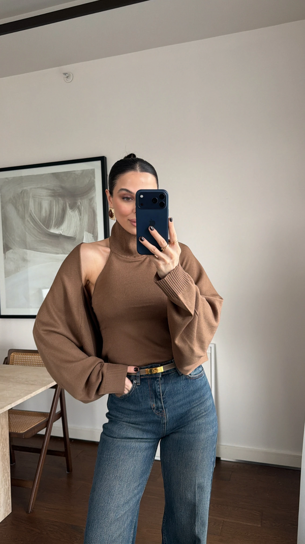 Minimal knit bolero braon