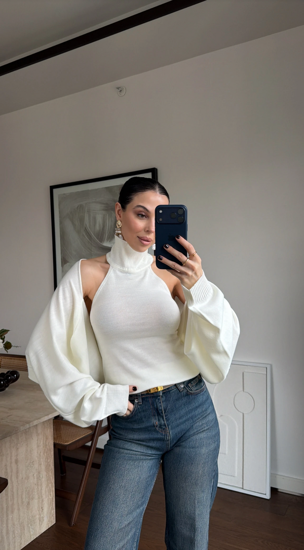 Minimal knit bolero nude