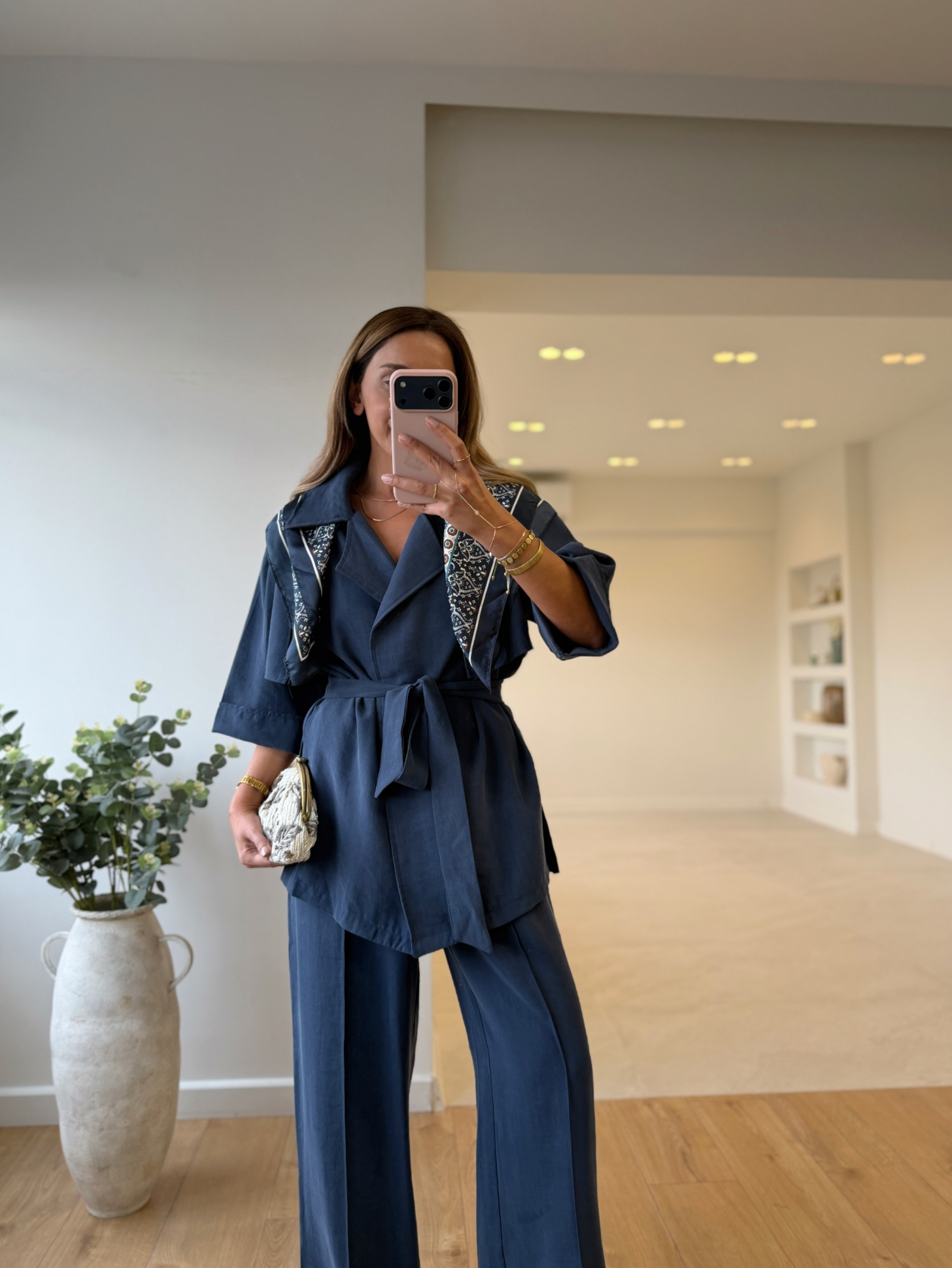 LYOCELL KİMONO SET "SCULPTED ELEGANCE" – INDIGO BLUE