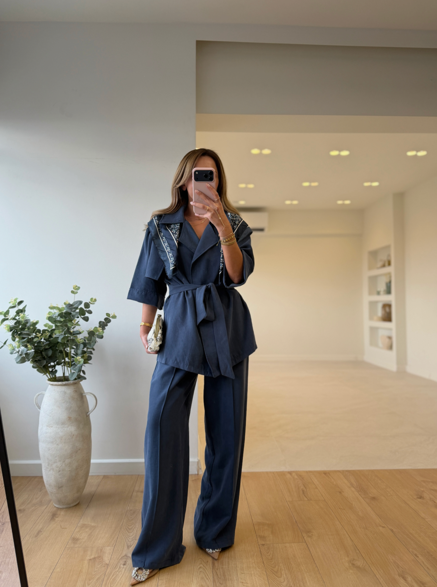 LYOCELL KİMONO SET "SCULPTED ELEGANCE" – INDIGO BLUE