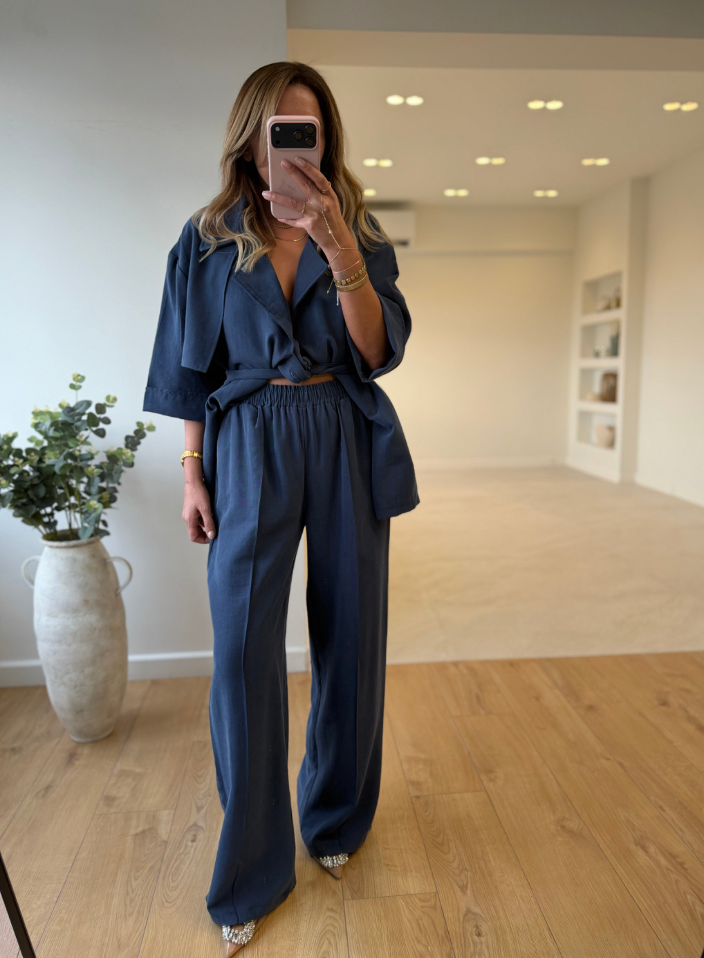 LYOCELL KİMONO SET "SCULPTED ELEGANCE" – INDIGO BLUE