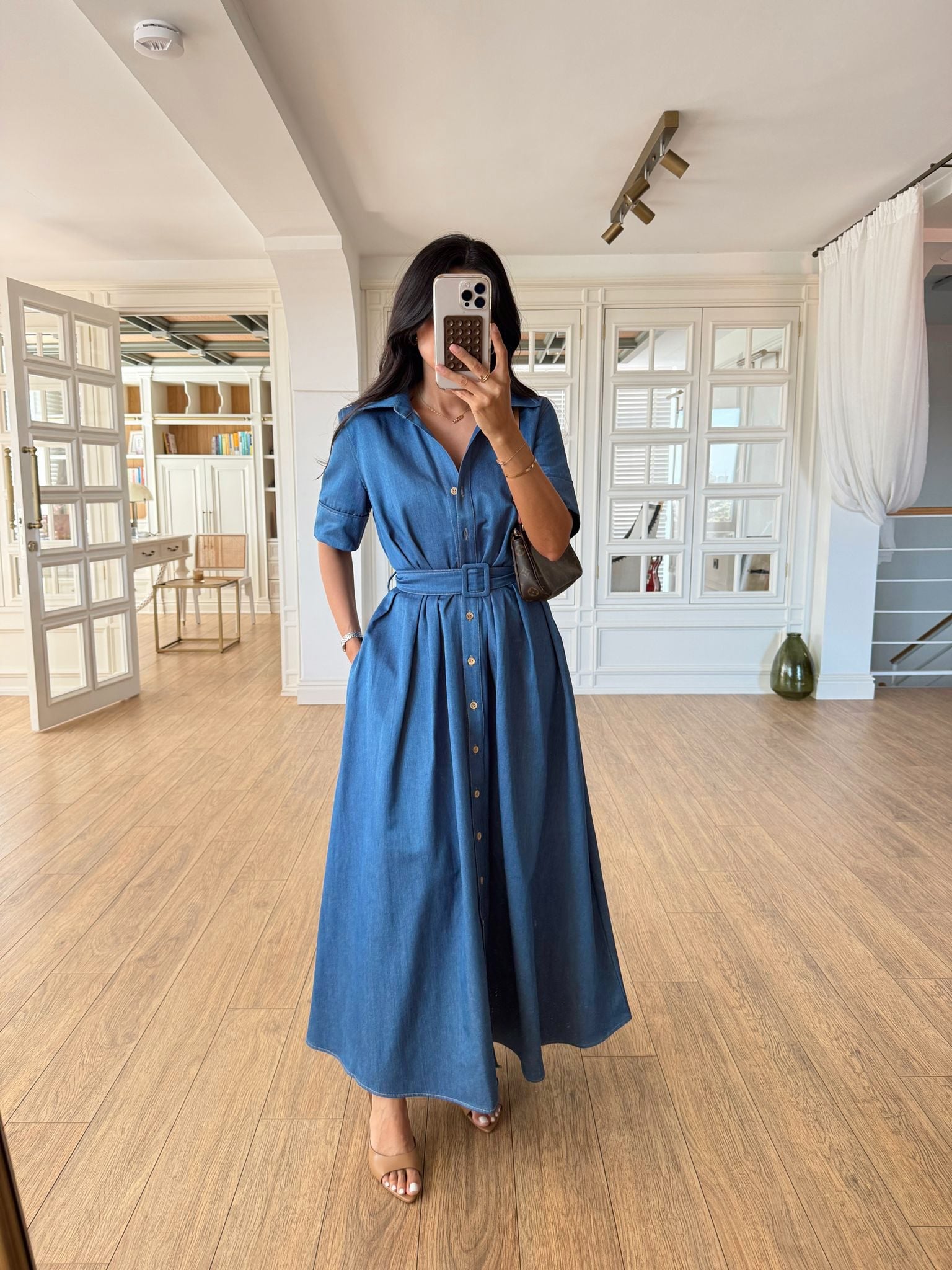 DENIM SHIRT DRESS WITH BELT - DVE BOJE