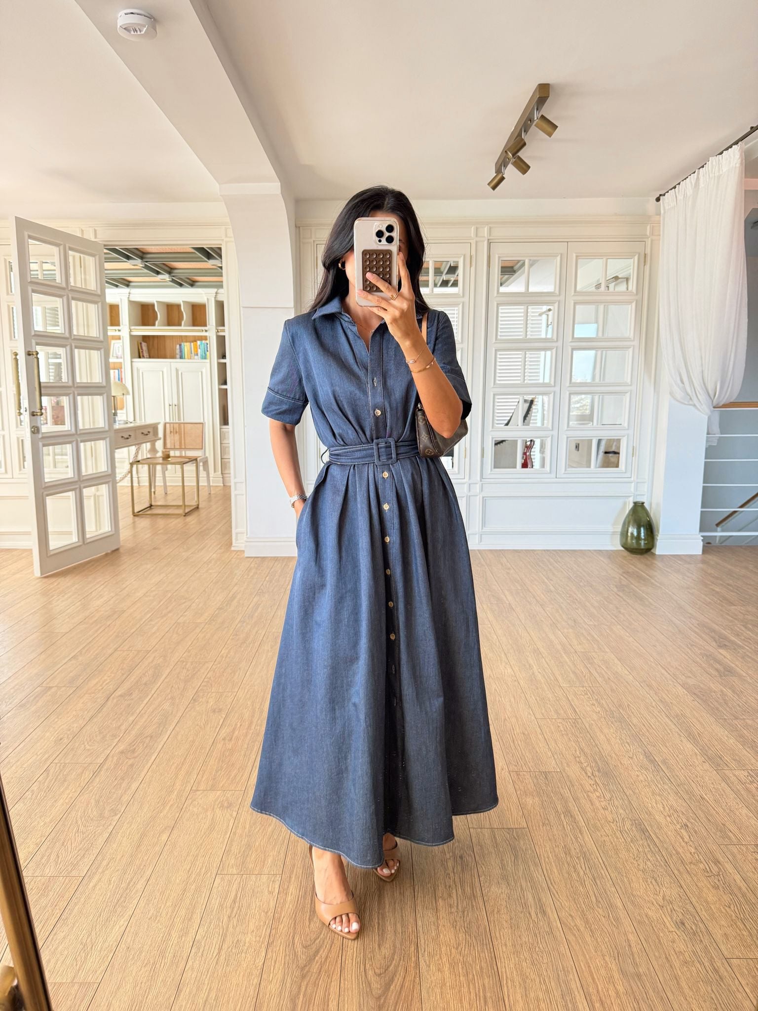 DENIM SHIRT DRESS WITH BELT - DVE BOJE