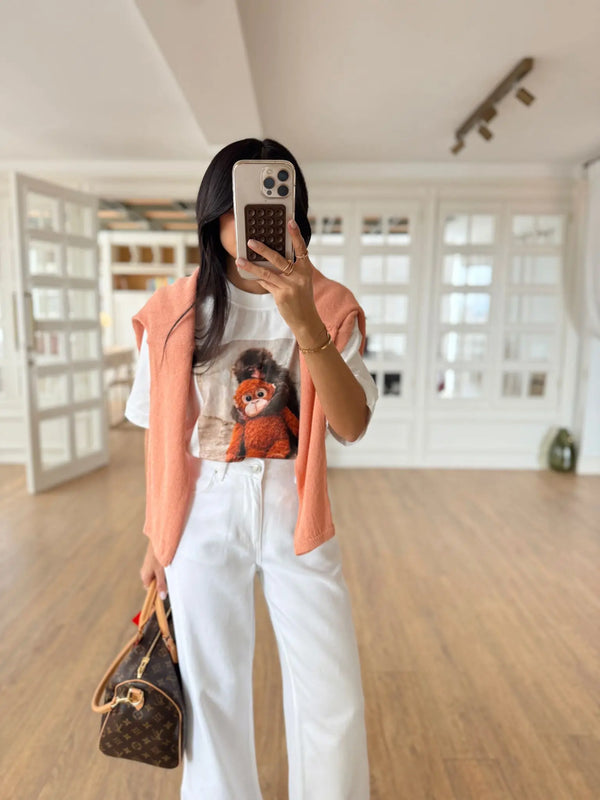 PUNCH PRINTED T-SHIRT – ECRU