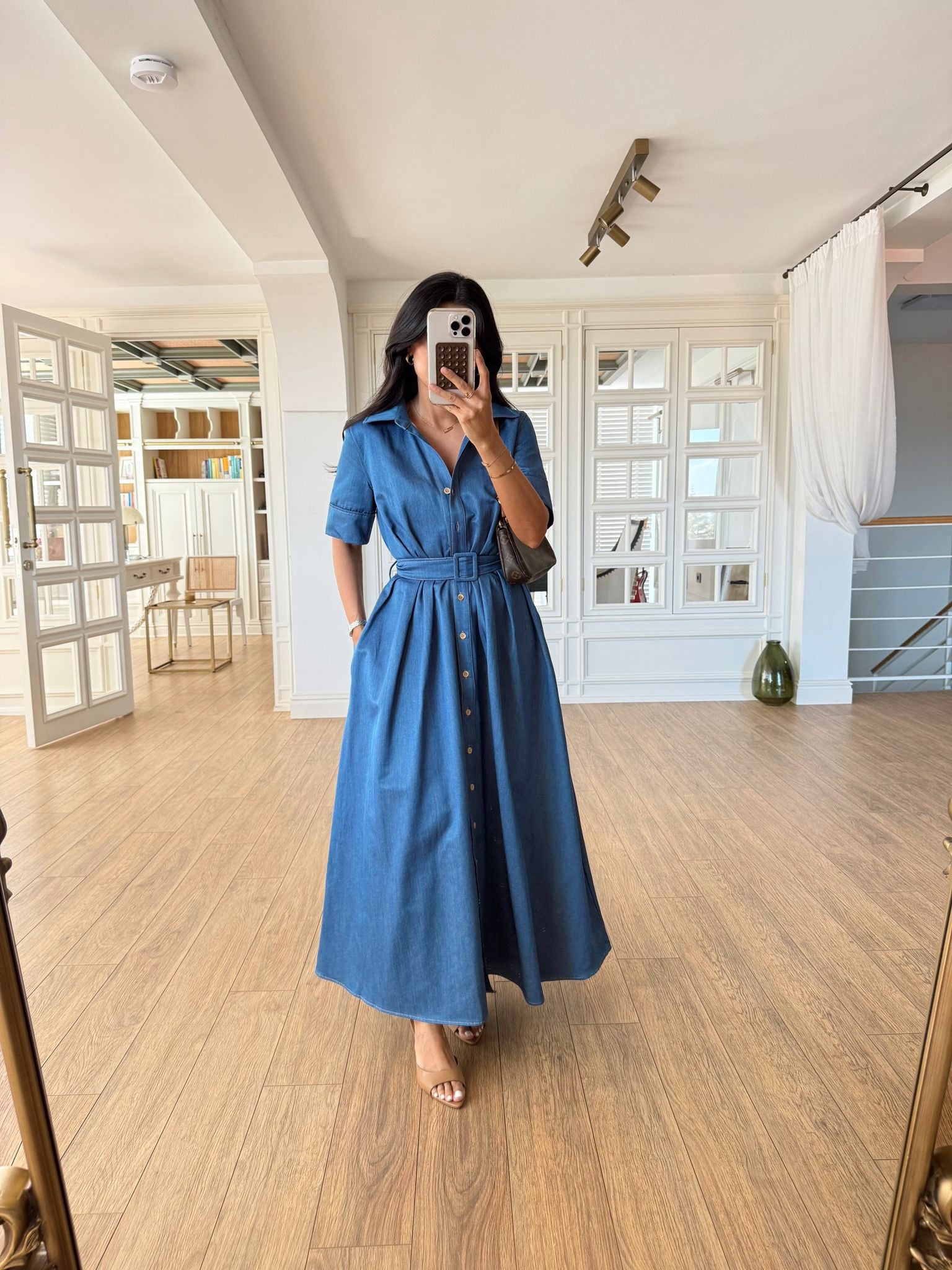 DENIM SHIRT DRESS WITH BELT - DVE BOJE