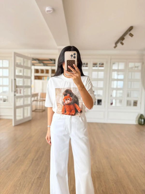 PUNCH PRINTED T-SHIRT – ECRU