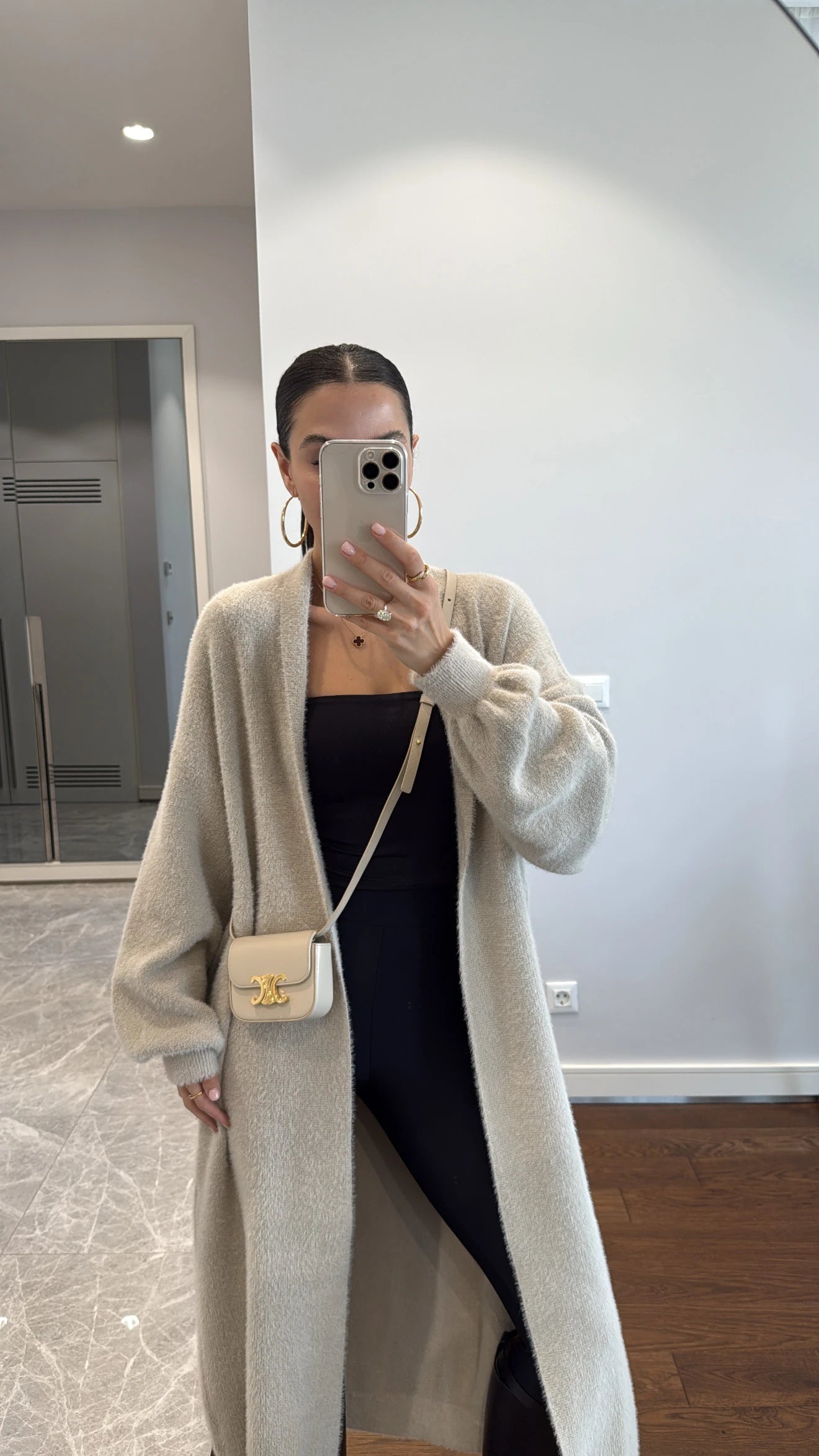 CLASSIC LONGLINE KNIT KARDIGAN VANILA