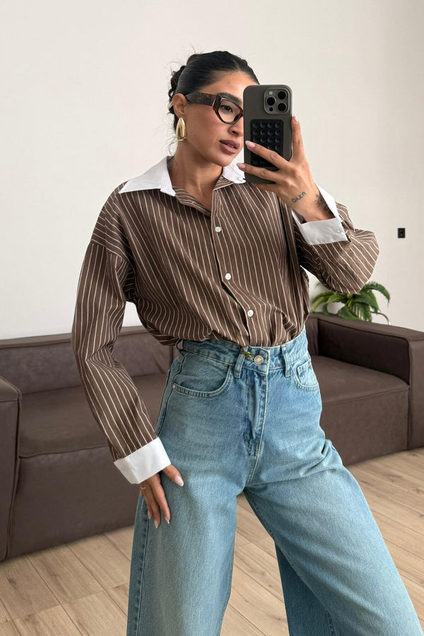 Fifth Avenue prugasta košulja - braon boja