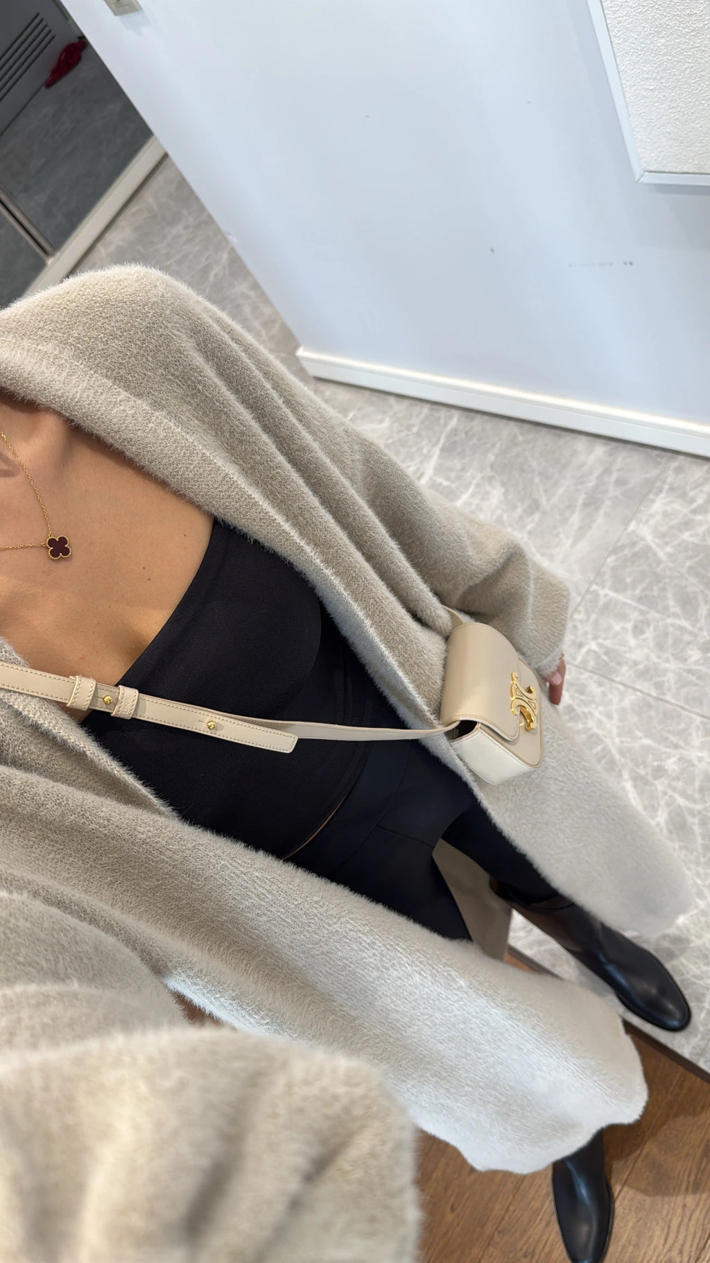 CLASSIC LONGLINE KNIT KARDIGAN – BEIGE