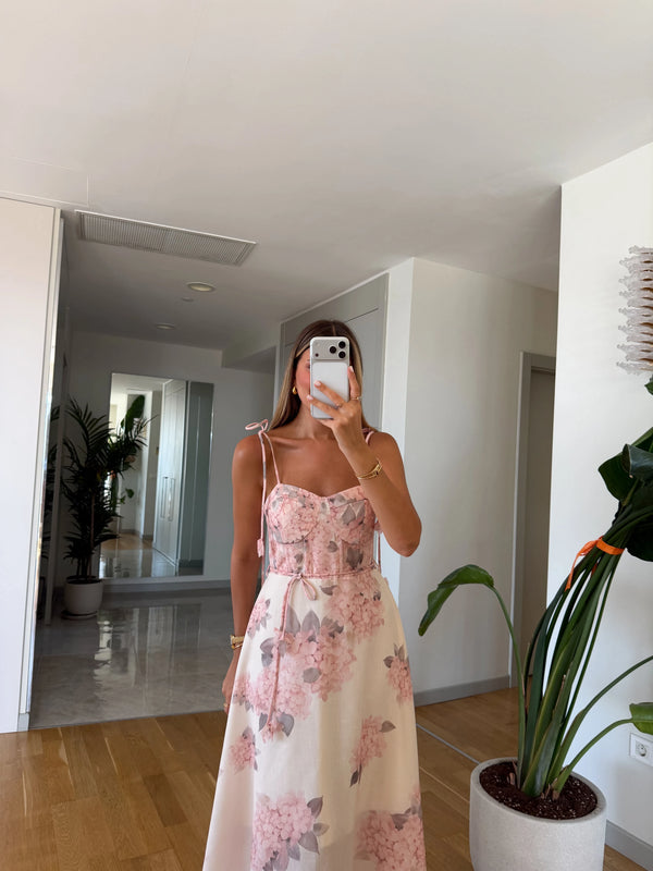 Floral Bustier Dress - Rose Ecru Edition