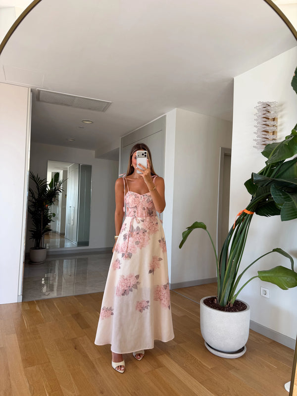 Floral Bustier Dress - Rose Ecru Edition