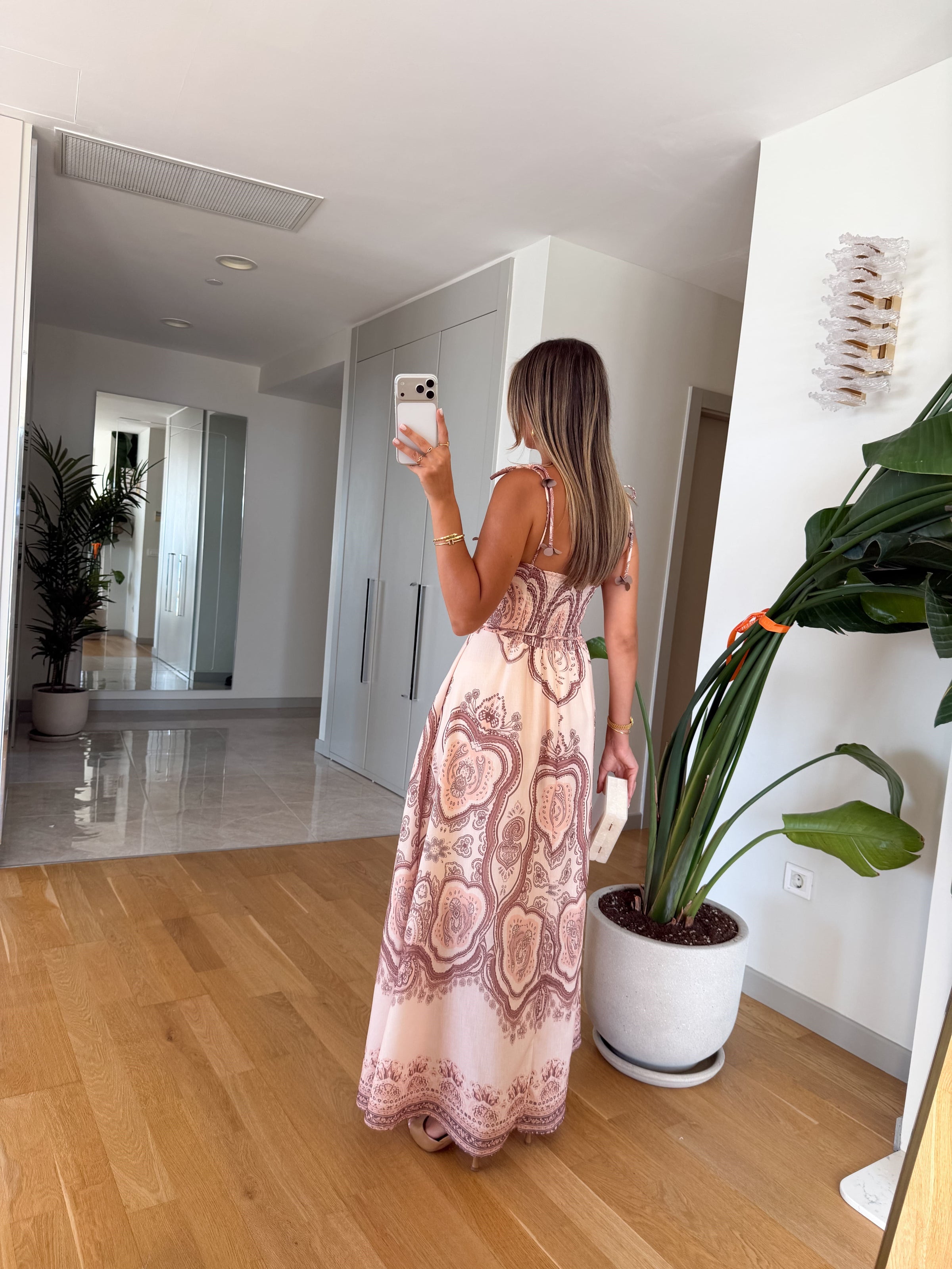 Paisley Print Tied-Strap Corset Dress