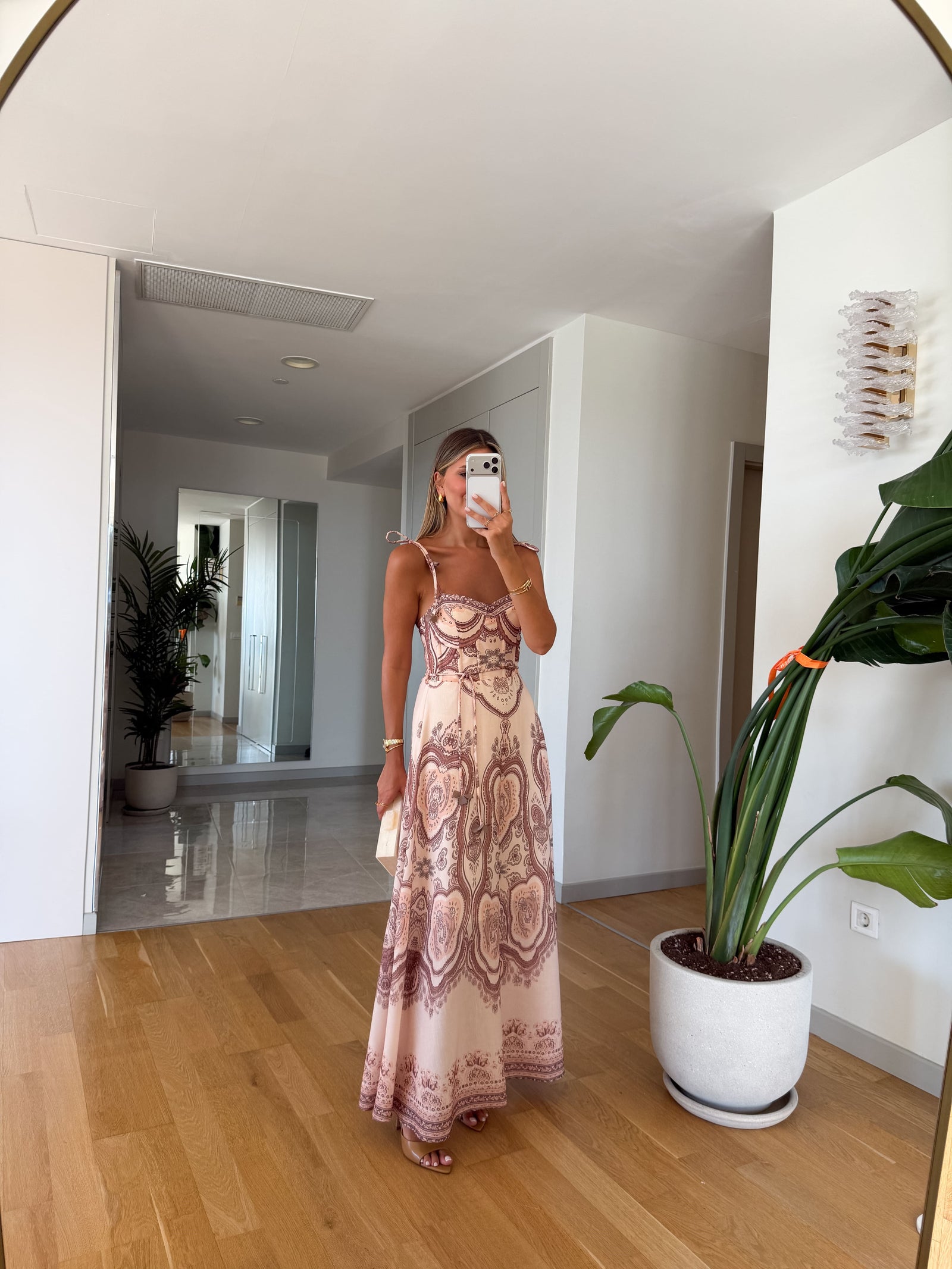 Paisley Print Tied-Strap Corset Dress