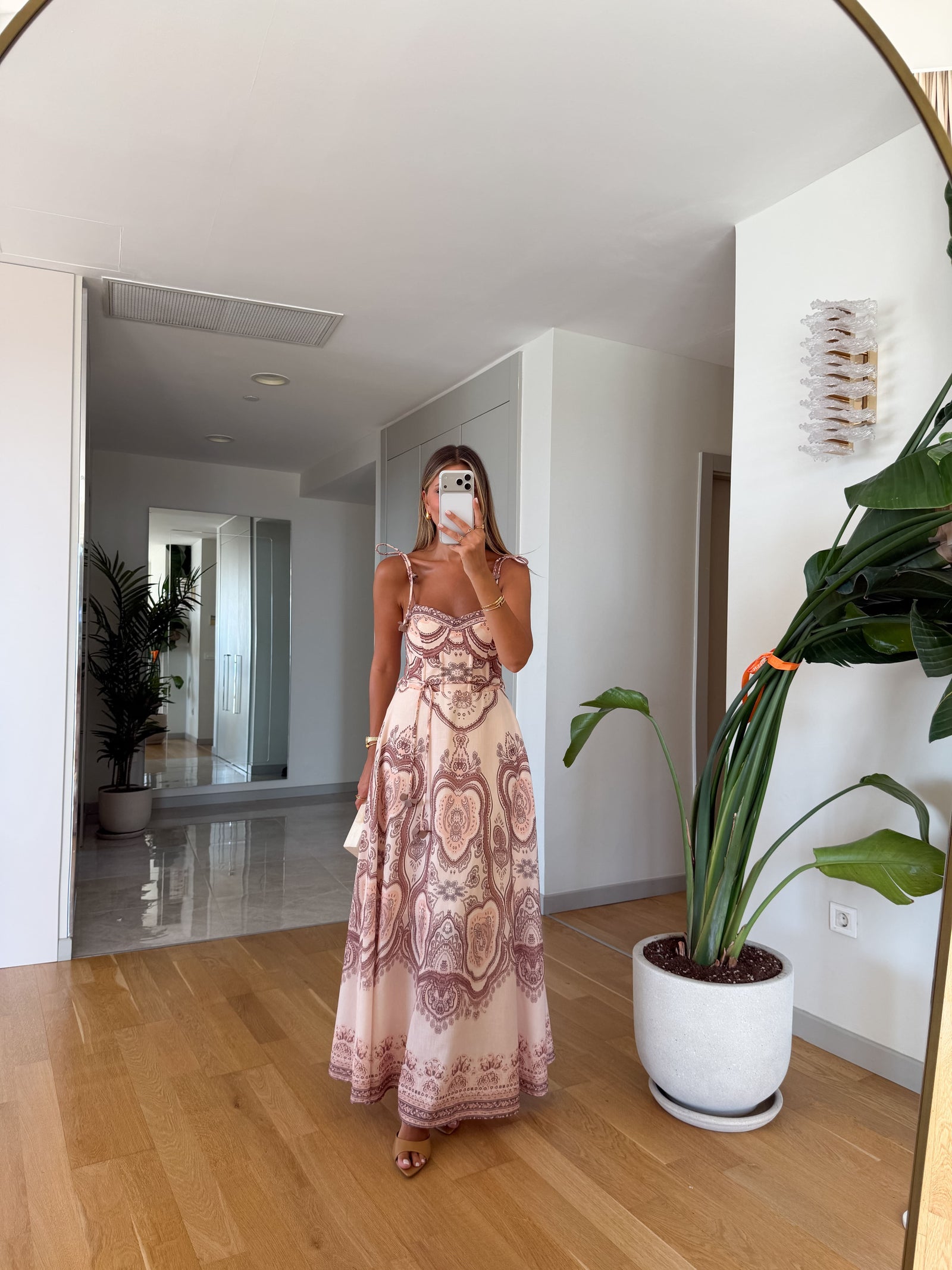 Paisley Print Tied-Strap Corset Dress