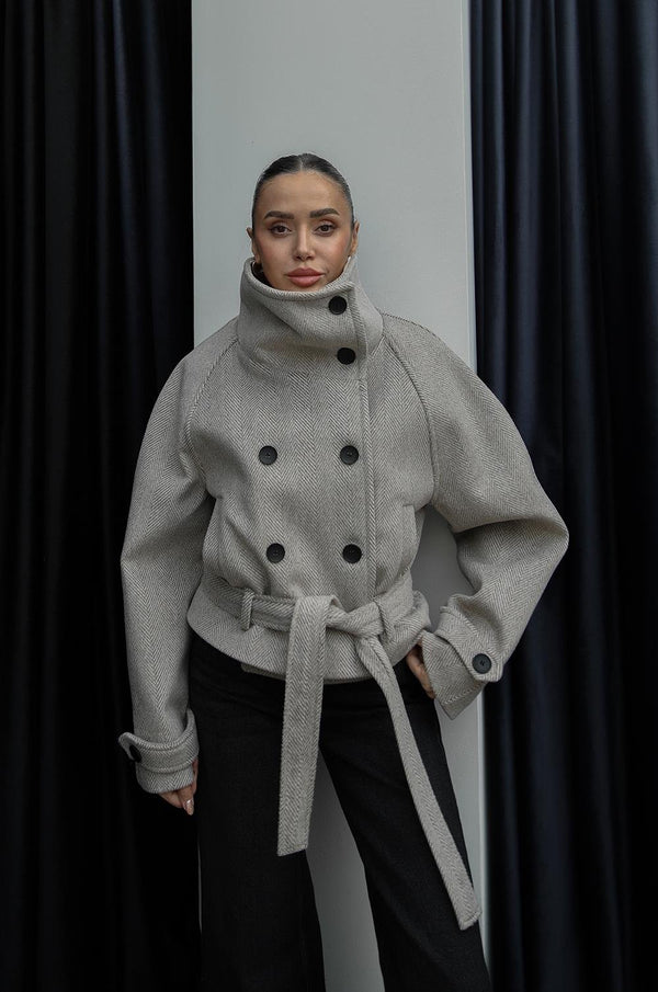 BEIGE WOOL SHORT COAT/JACKET