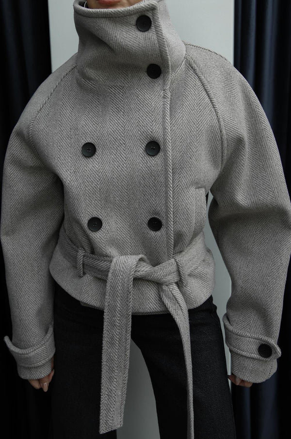 BEIGE WOOL SHORT COAT