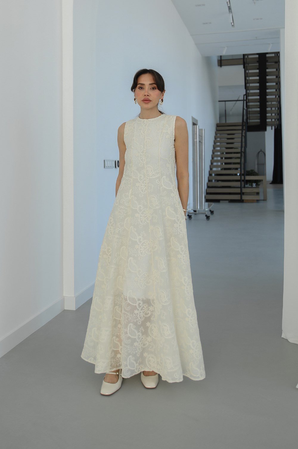 Ivory Jacquard Haljina