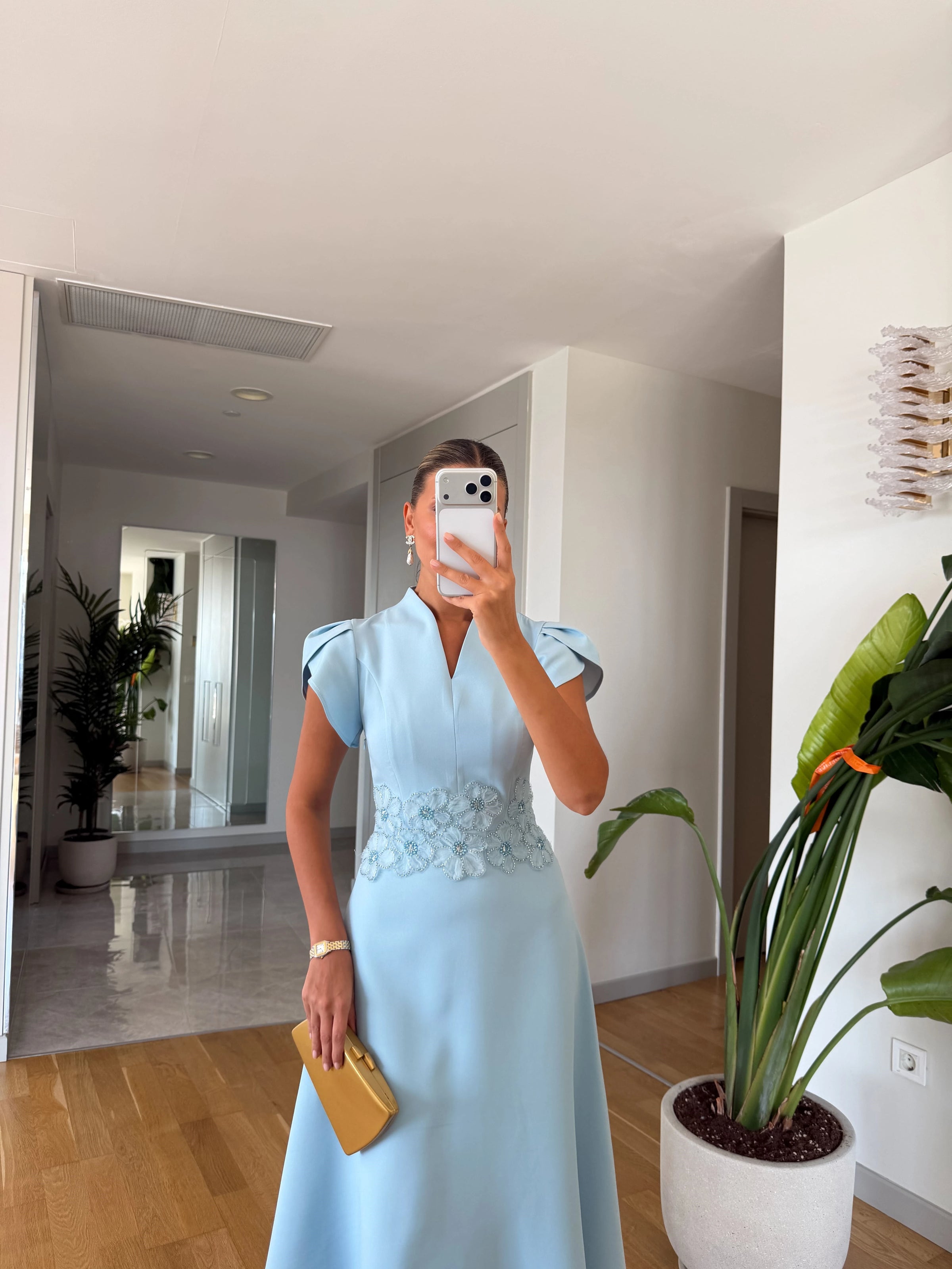 Fleur Appliqué Midi Dress - više boja
