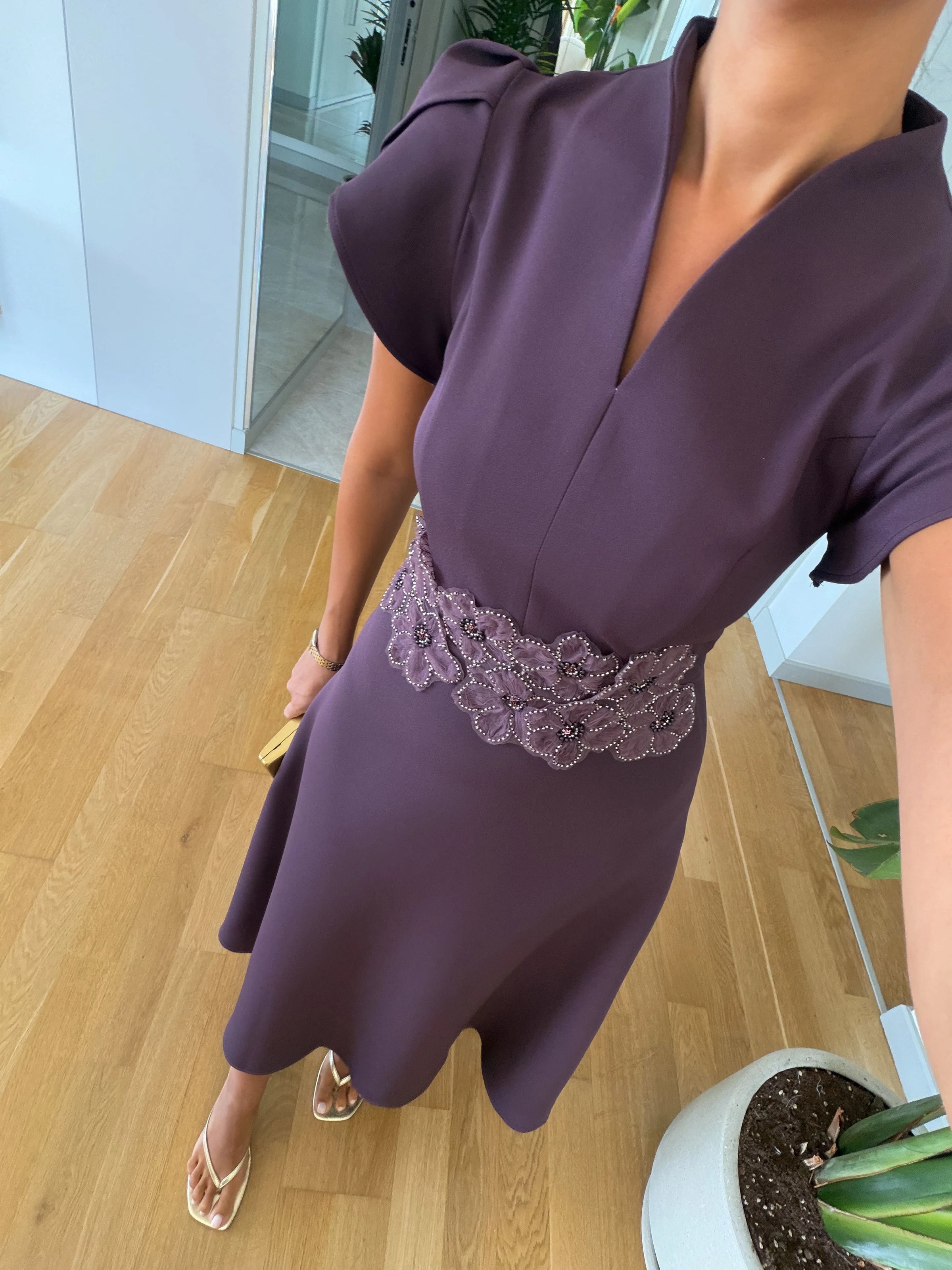 Fleur Appliqué Midi Dress - više boja