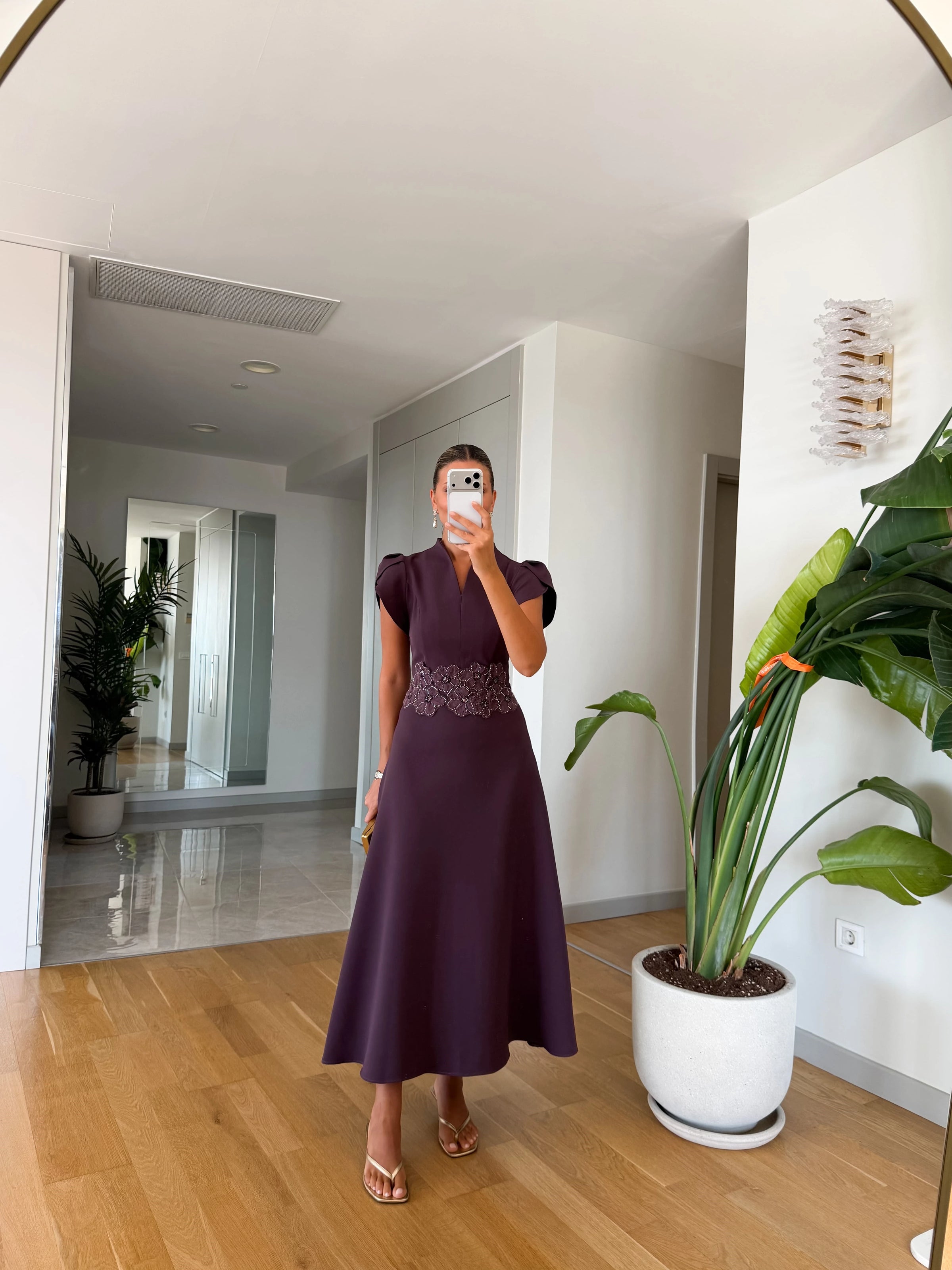 Fleur Appliqué Midi Dress - više boja