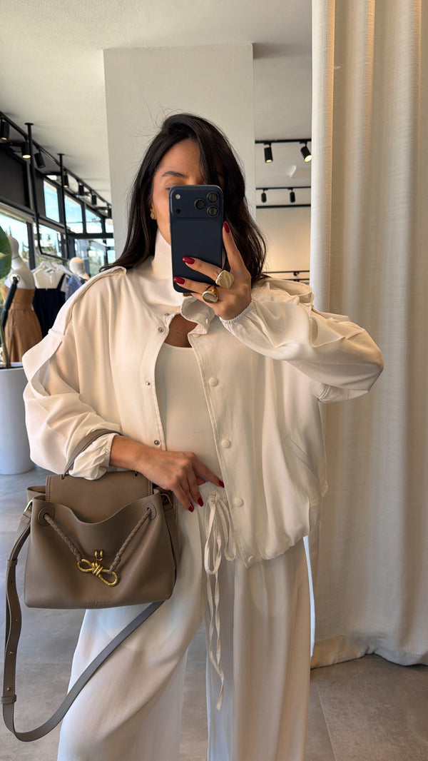 Tencel Relaxed Set: Premium komplet (Jakna & Pantalone) – Ivory White