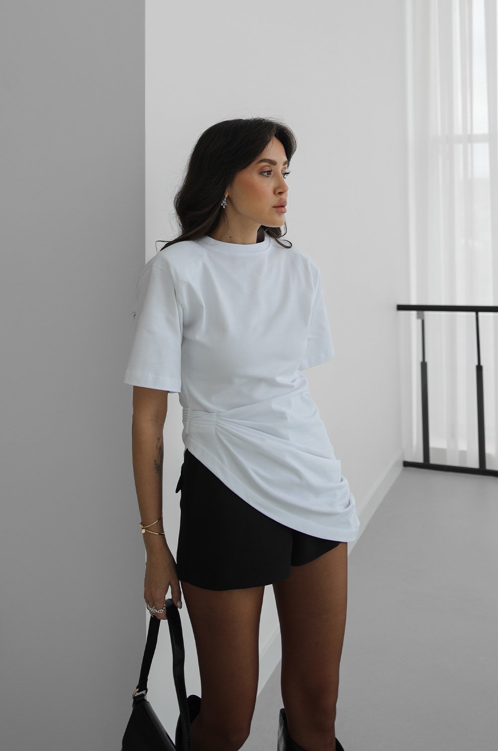 Designer Twist Cotton T-Shirt White