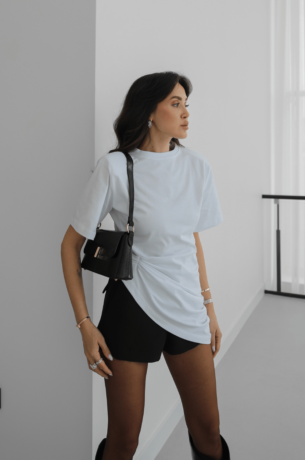 Designer Twist Cotton T-Shirt White