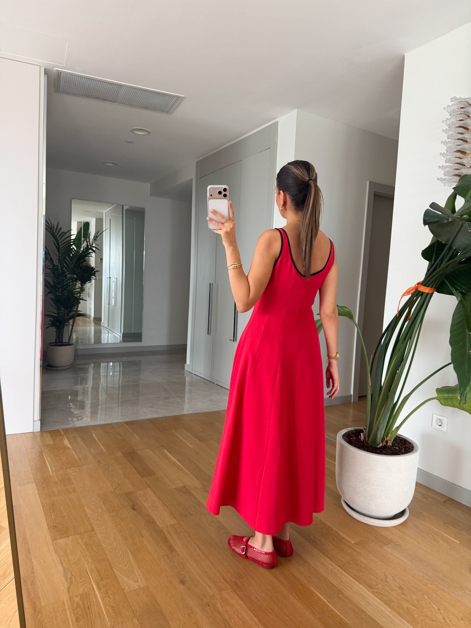 LINEN CONTRAST PIPING DRESS - VIŠE BOJA