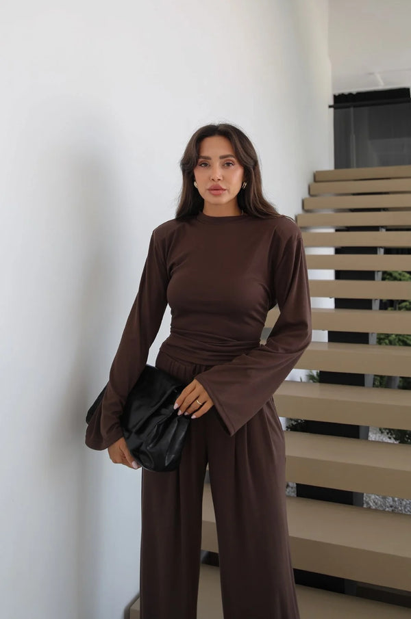 CHOCOLATE SCULPT LOUNGE SET – braon ženski komplet