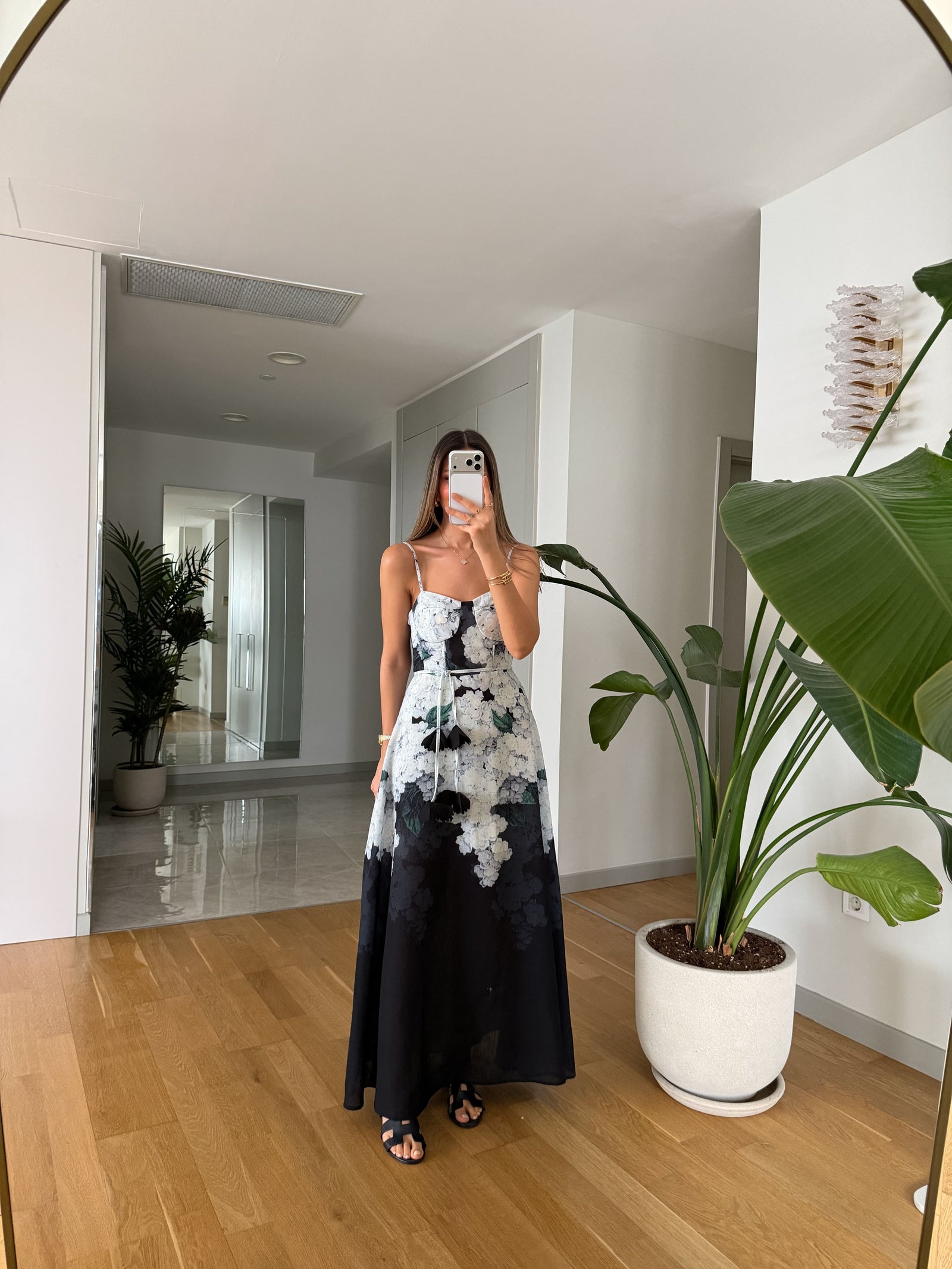 Floral Bustier Dress - Black & White