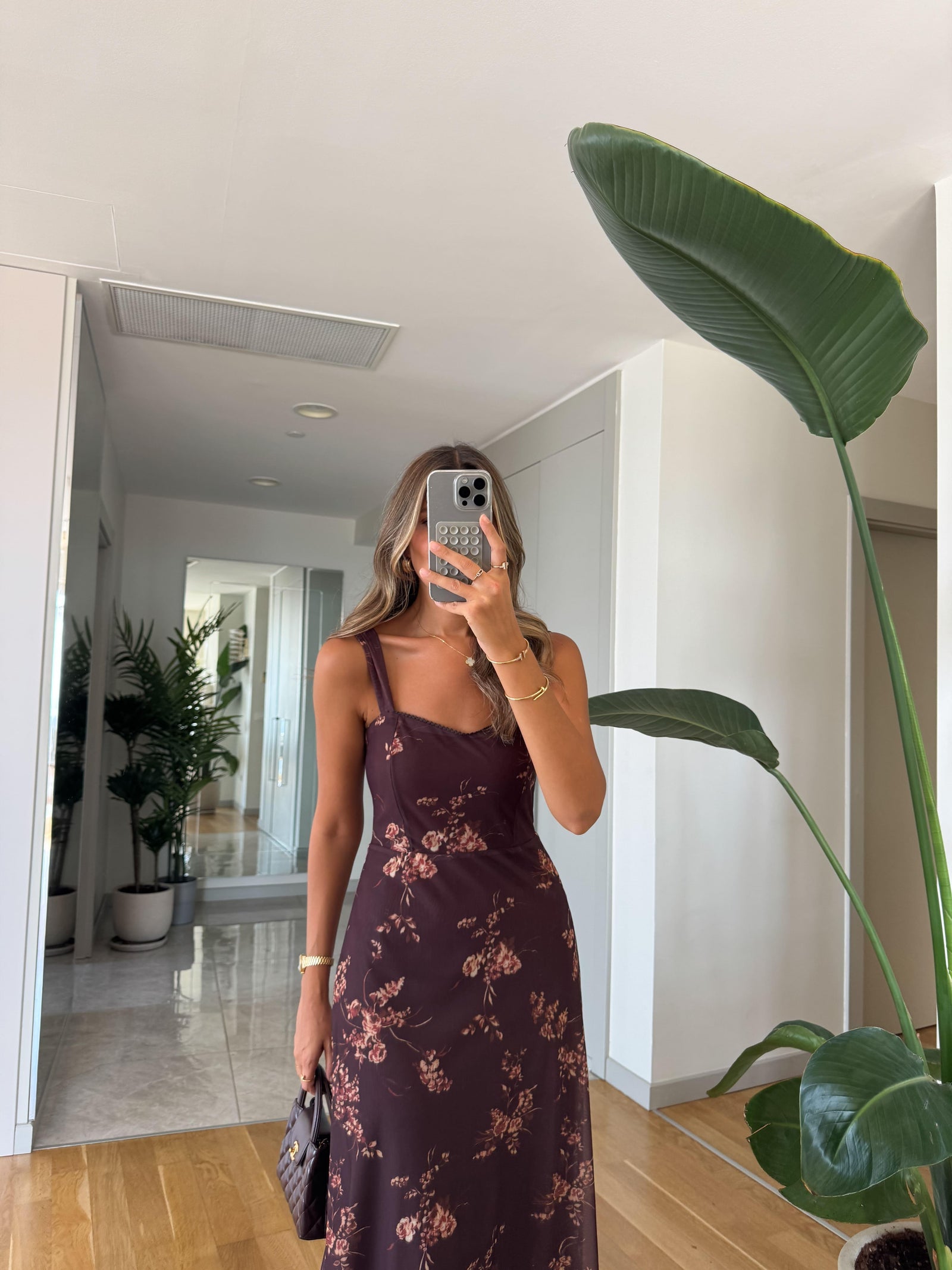 Cvetna Midi Haljina - Brown