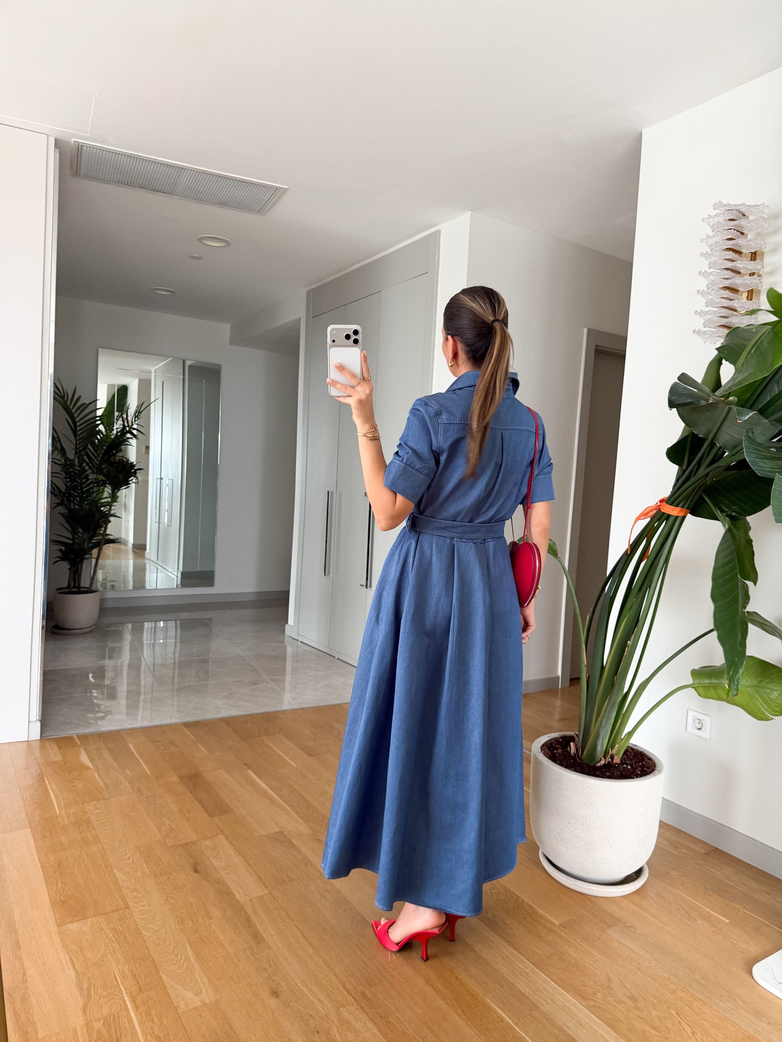 DENIM SHIRT DRESS WITH BELT - DVE BOJE