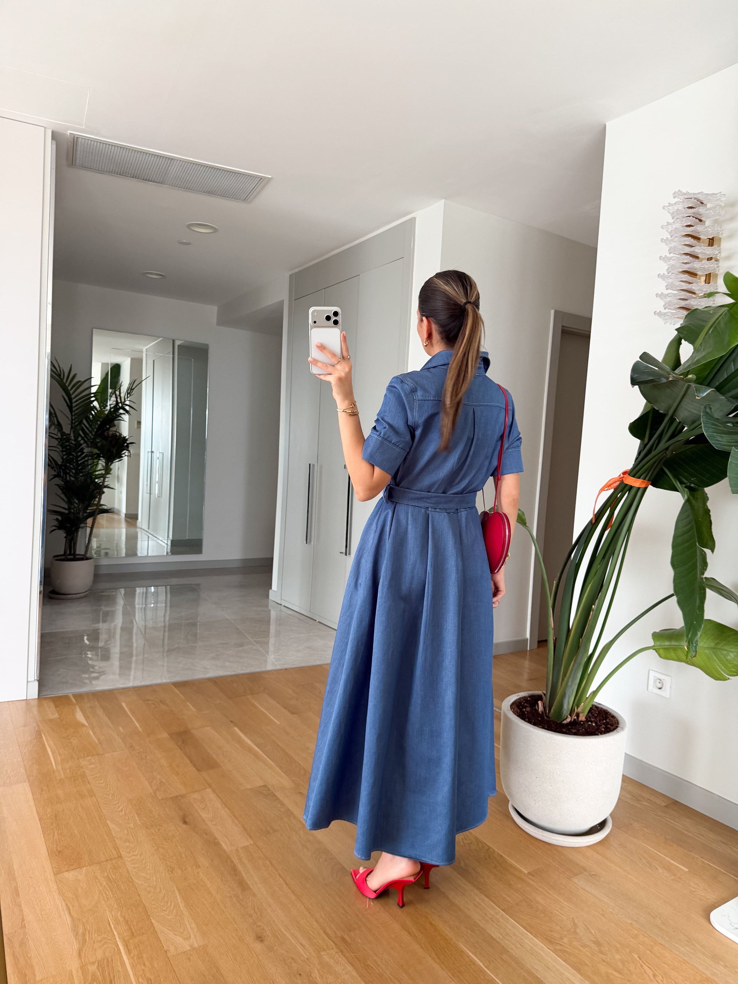 DENIM SHIRT DRESS WITH BELT - DVE BOJE