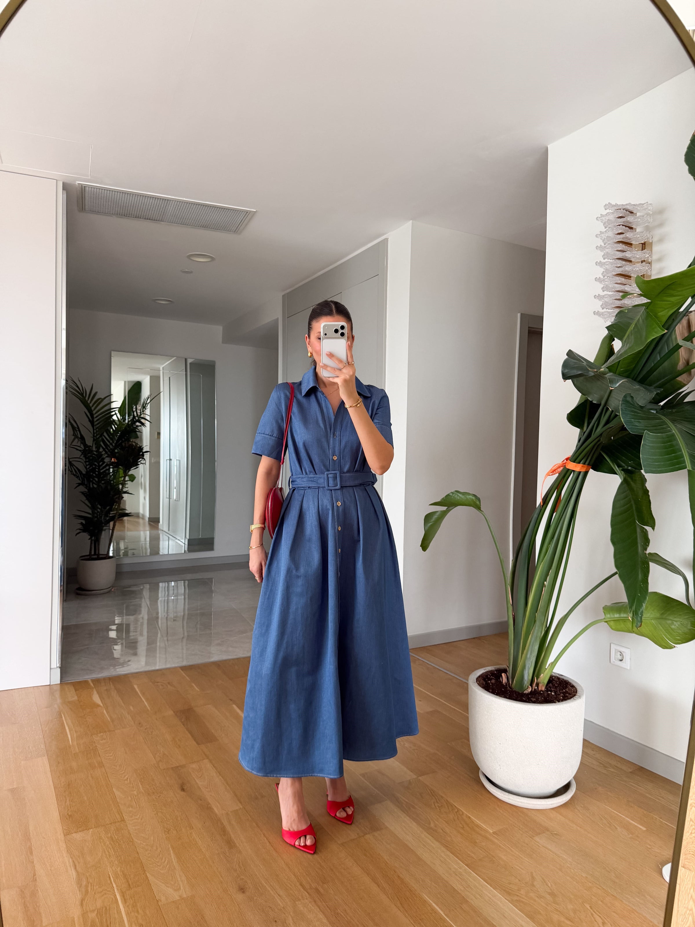 DENIM SHIRT DRESS WITH BELT - DVE BOJE