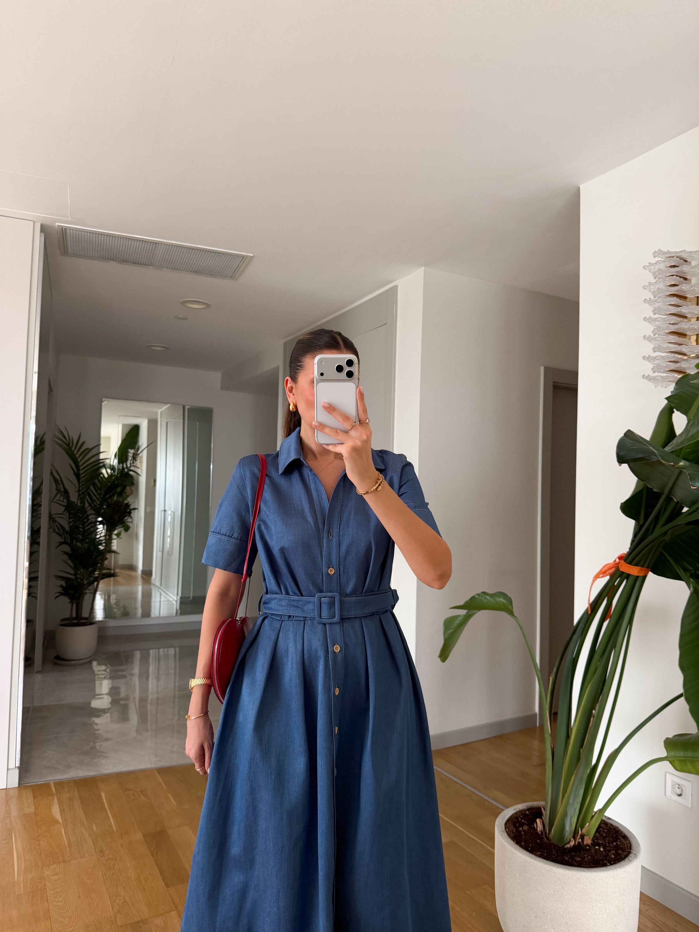 DENIM SHIRT DRESS WITH BELT - DVE BOJE
