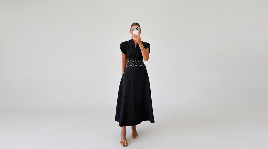Fleur Appliqué Midi Dress