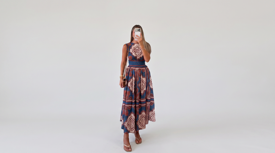 Premium Riviera Paisley Midi Haljina