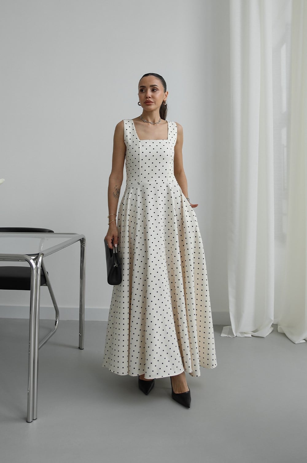 Vintage Polka Dot Maxi Dress