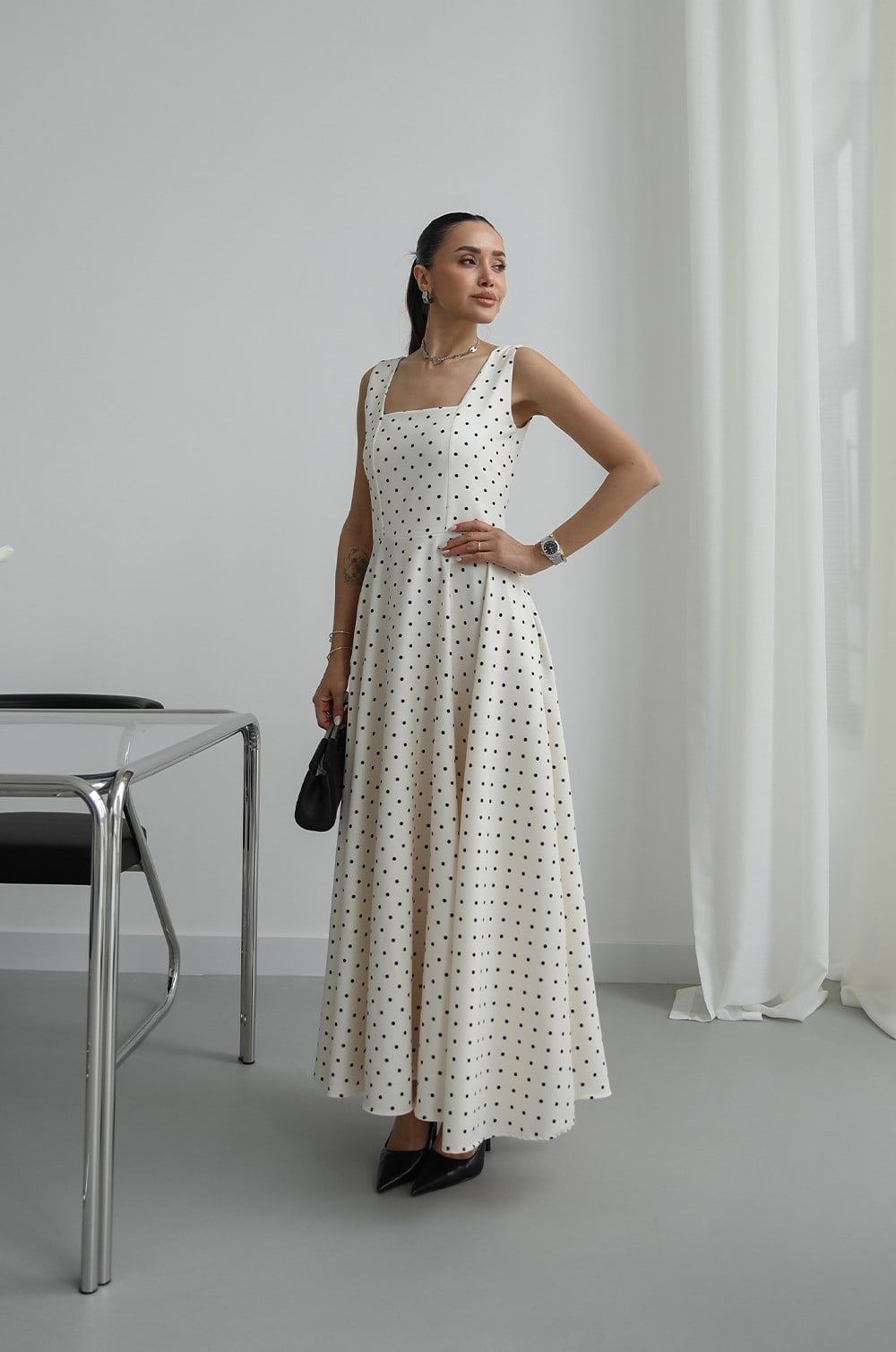Vintage Polka Dot Maxi Dress