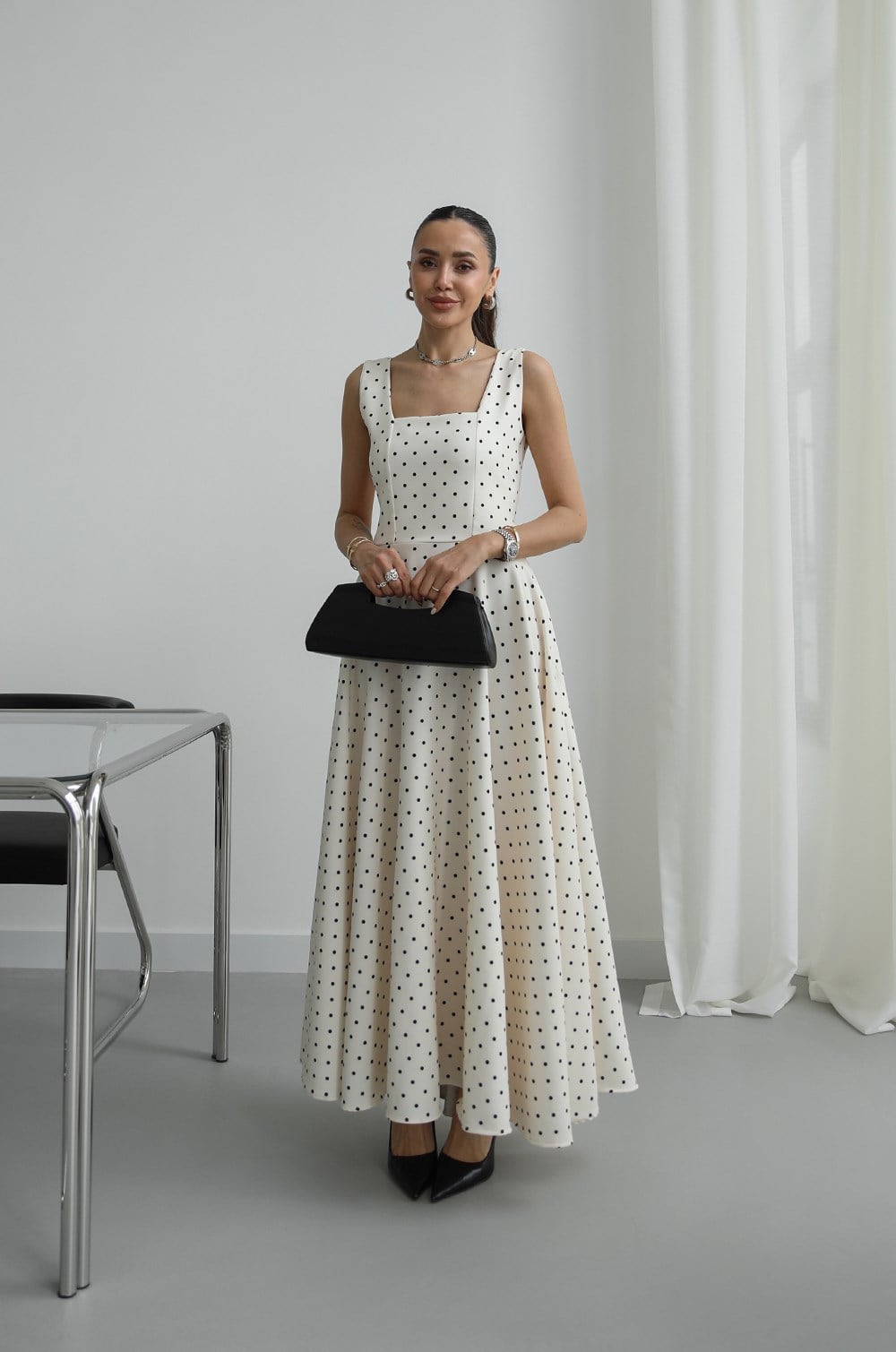 Vintage Polka Dot Maxi Dress
