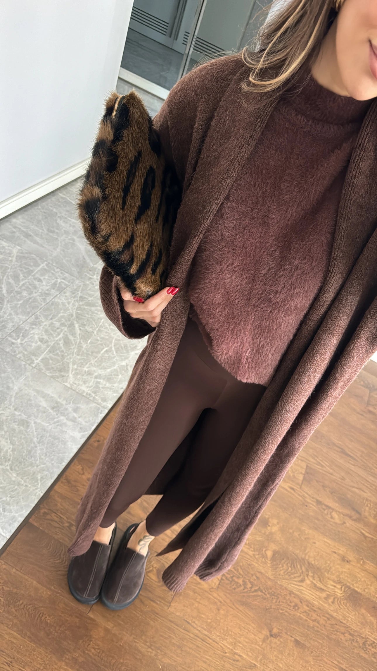 Mocha Long Knit Cardigan