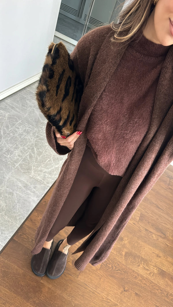 Mocha Long Knit Cardigan