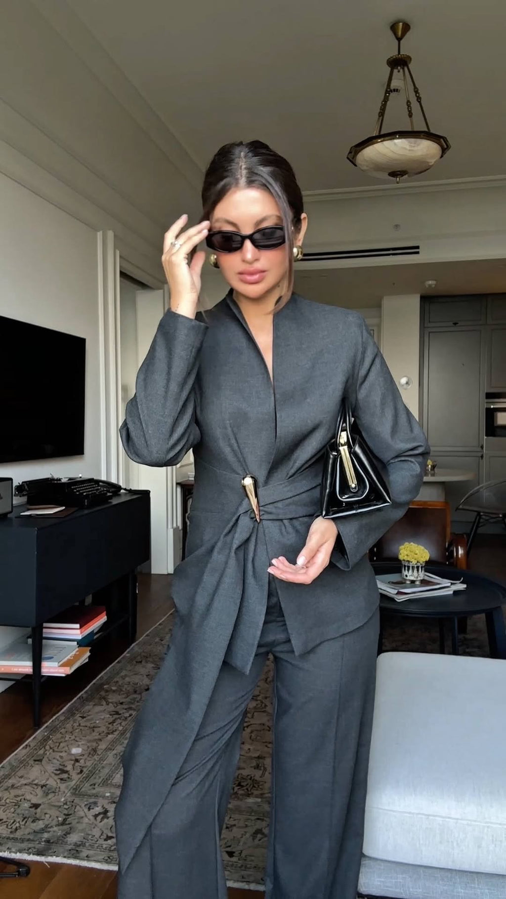 SCULPTED WRAP SUIT – GREY