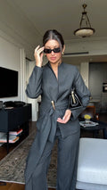 SCULPTED WRAP SUIT – GREY