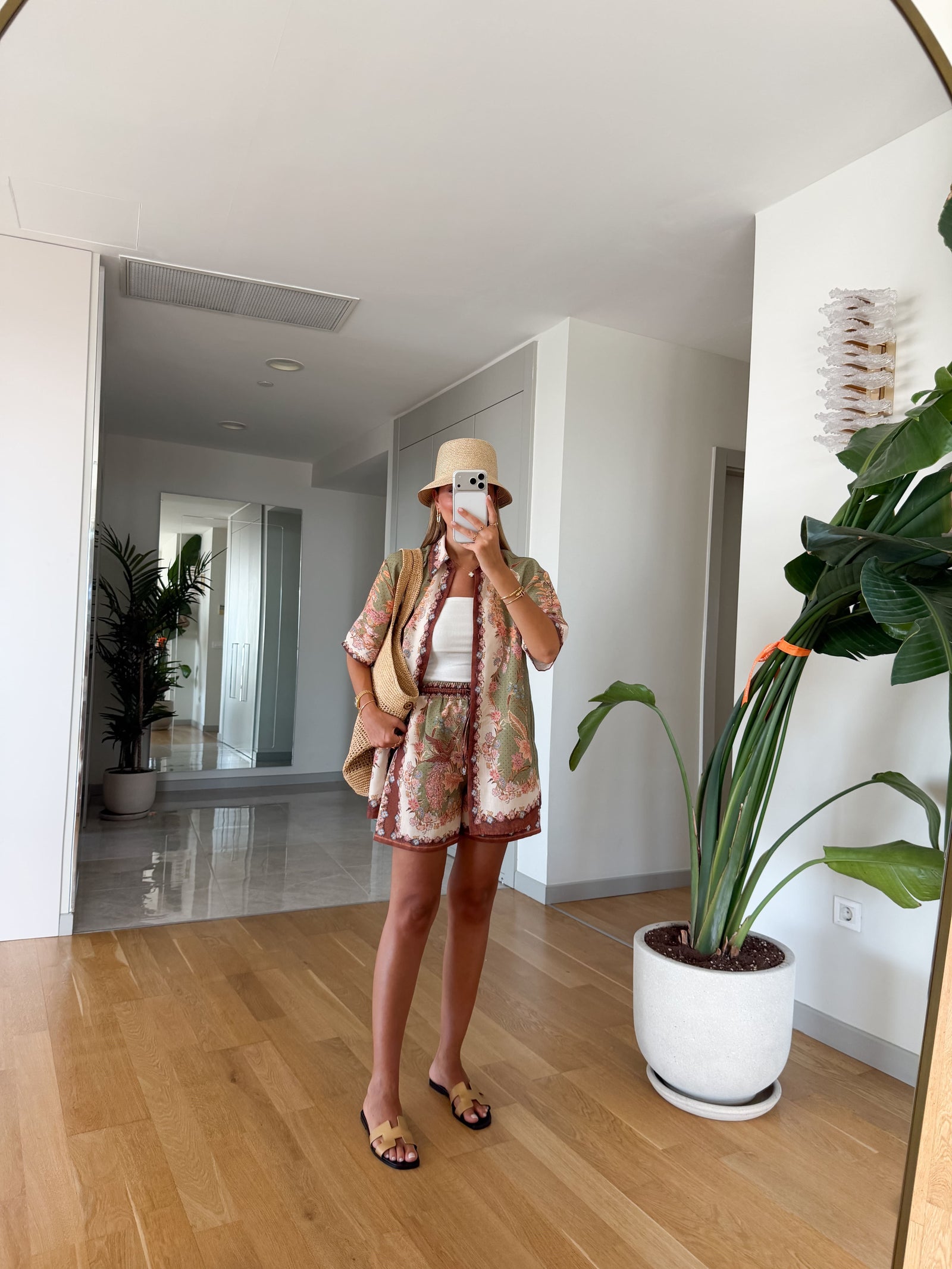 Sage Patterned Shirt & Shorts Set