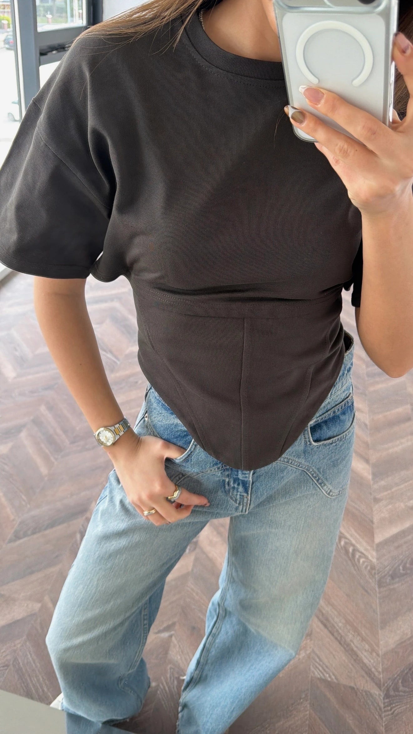 Designer Cotton T-Shirt with corset